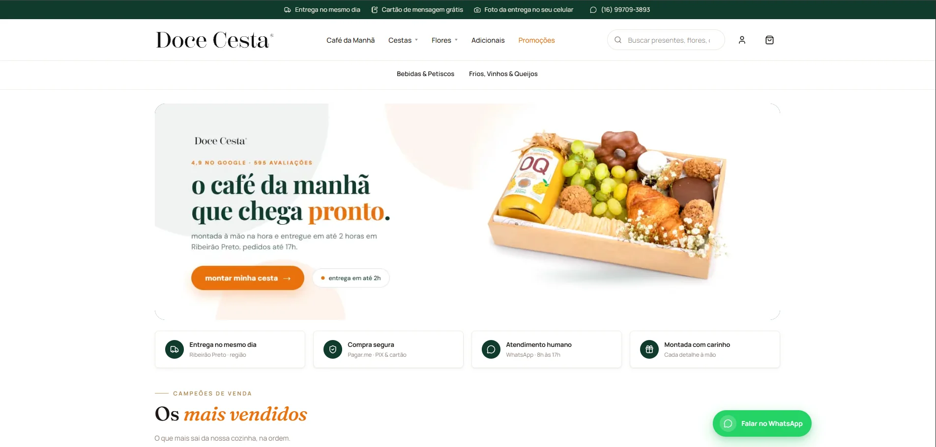 Home da Doce Cesta: cesta de café da manhã montada à mão com entrega em até 2 horas